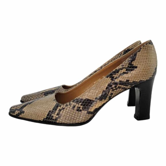 Lauren Ralph Lauren Snake Embossed Leather Pumps Women's Sz 7b - Picture 4 of 11